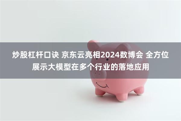 炒股杠杆口诀 京东云亮相2024数博会 全方位展示大模型在多个行业的落地应用