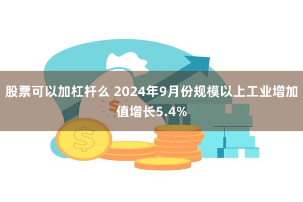 股票可以加杠杆么 2024年9月份规模以上工业增加值增长5.4%