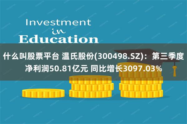 什么叫股票平台 温氏股份(300498.SZ)：第三季度净利润50.81亿元 同比增长3097.03%