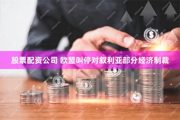 股票配资公司 欧盟叫停对叙利亚部分经济制裁